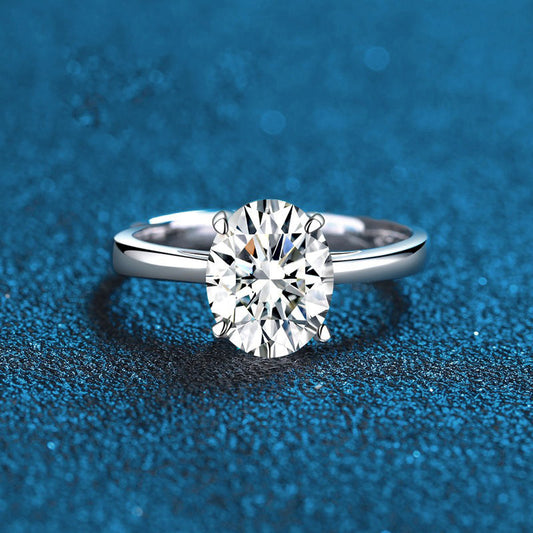 OliyaDesign S925 Sterling Silver Oval Diamond Ring