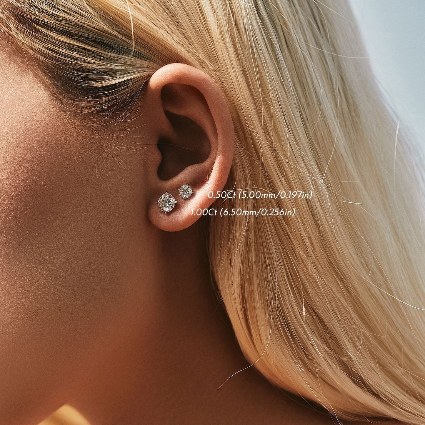OliyaDesign 1-Carat Moissanite Stud Earrings In S925 Sterling Silver