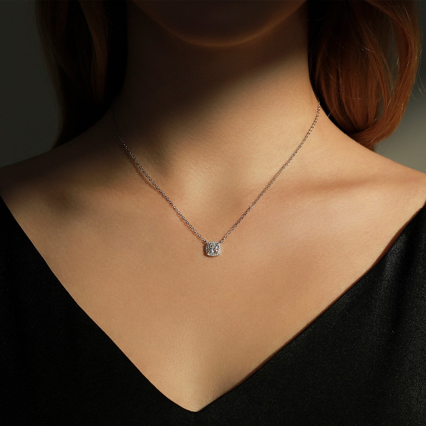 OliyaDesign S925 Sterling Silver INS Style Romantic Geometric Sparkling Diamond Necklace