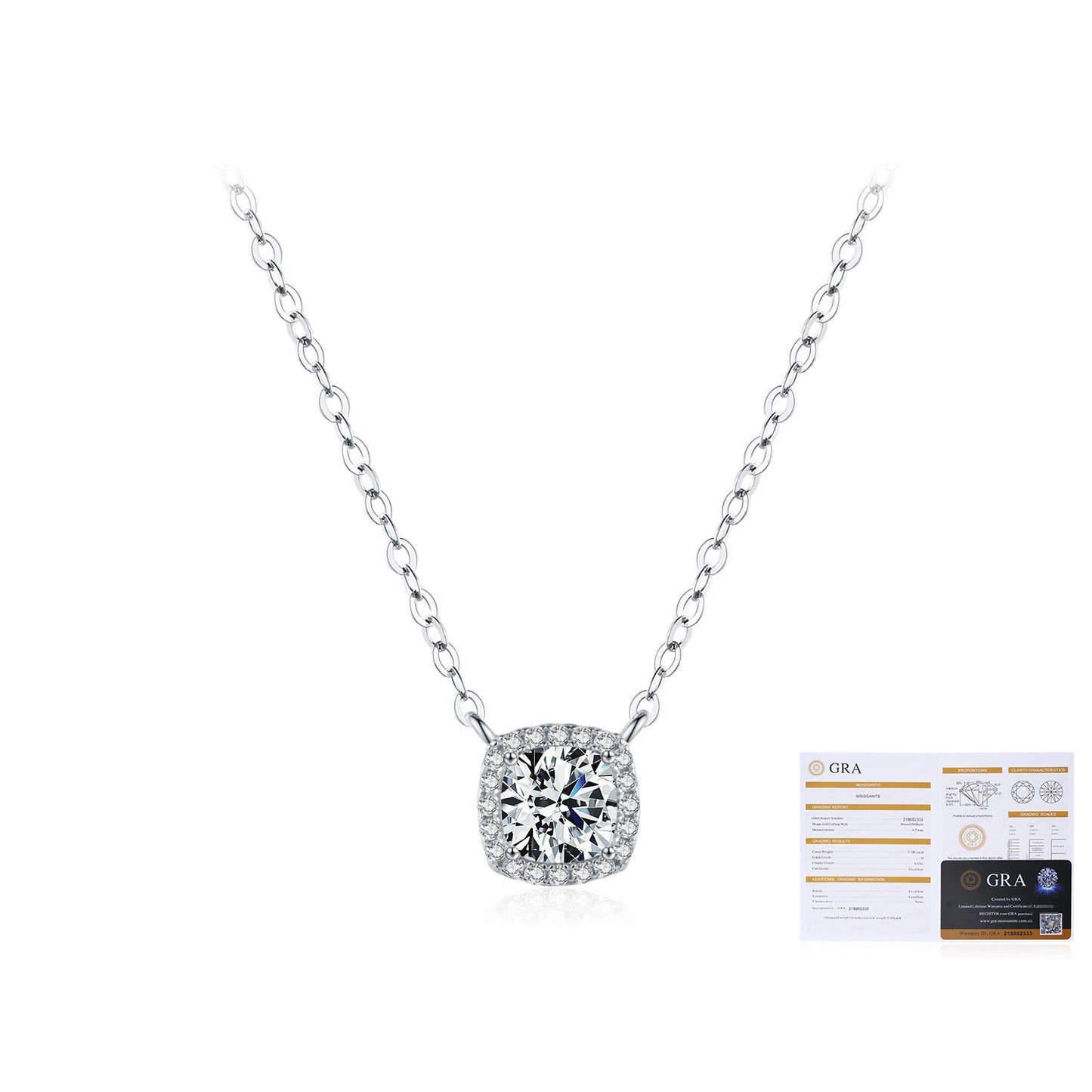 OliyaDesign S925 Sterling Silver INS Style Romantic Geometric Sparkling Diamond Necklace
