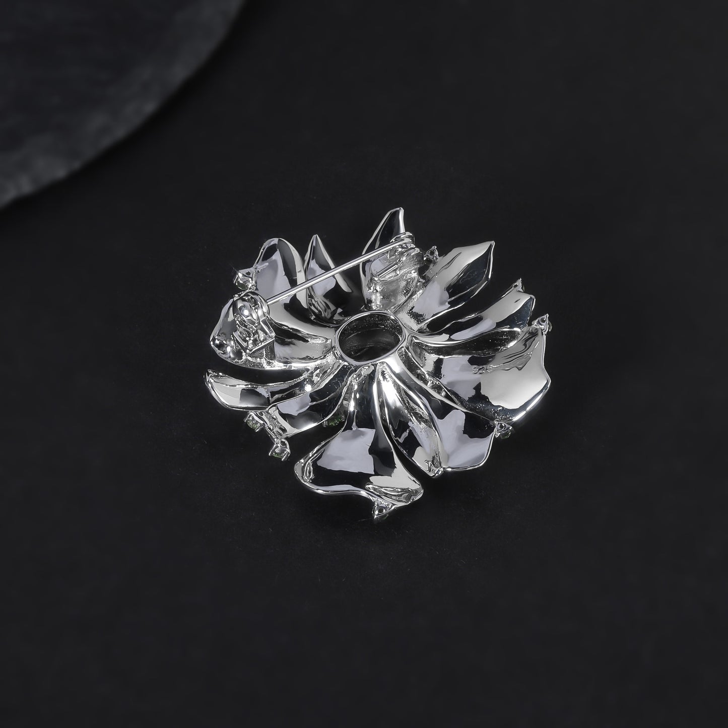 OliyaDesign Natural Green Amethyst Flower S925 Silver Gemstone Brooch