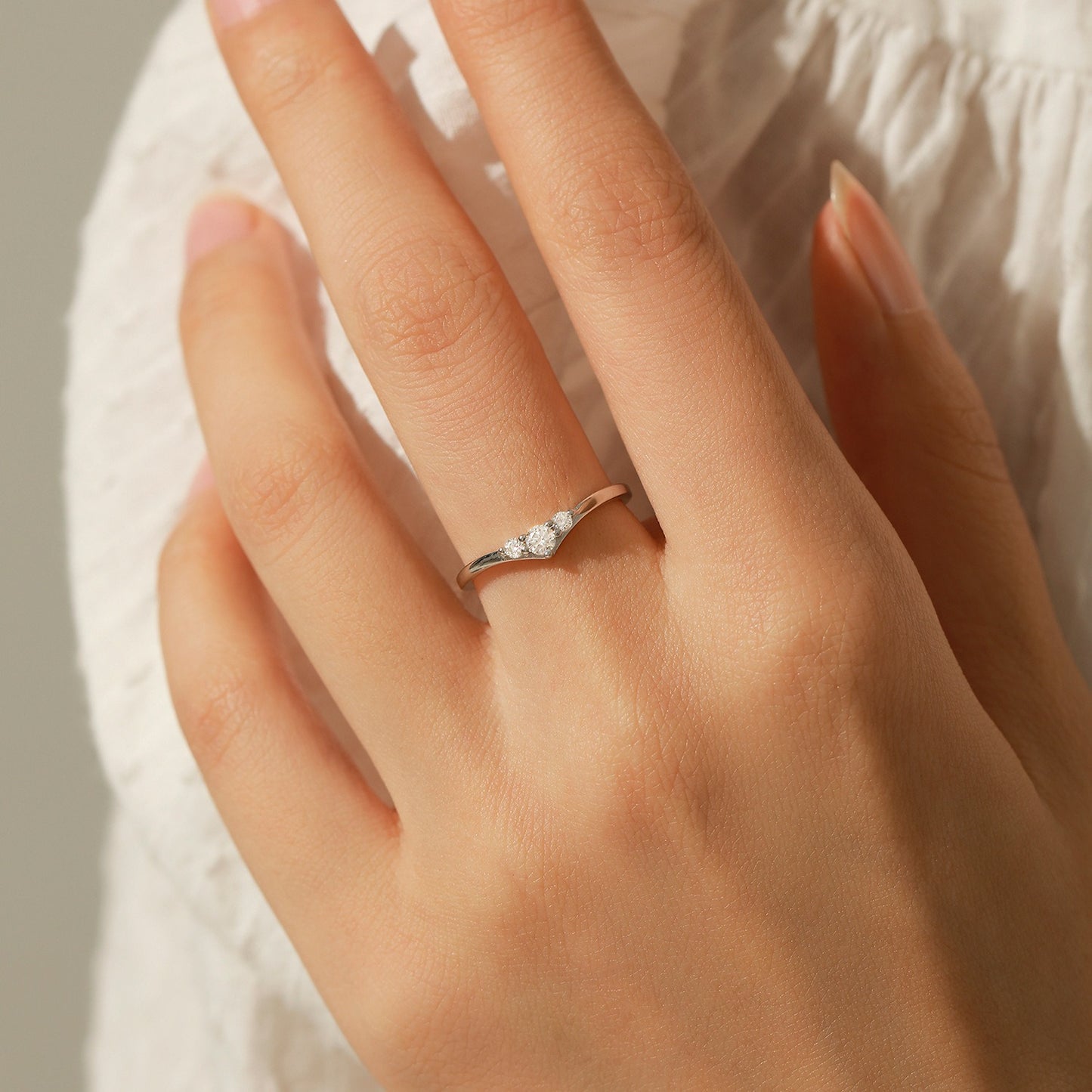 OliyaDesign Moissanite And S925 Silver Geometric Ring