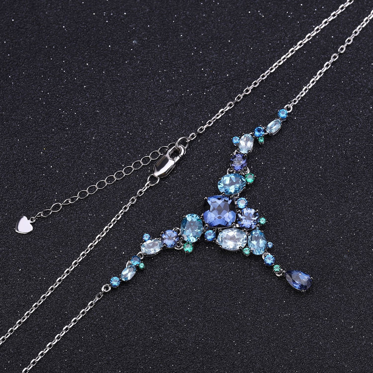 OliyaDesign Designer Banquet Luxury Unique Jewelry S925 Sterling Silver Natural Colored Gemstone Necklace