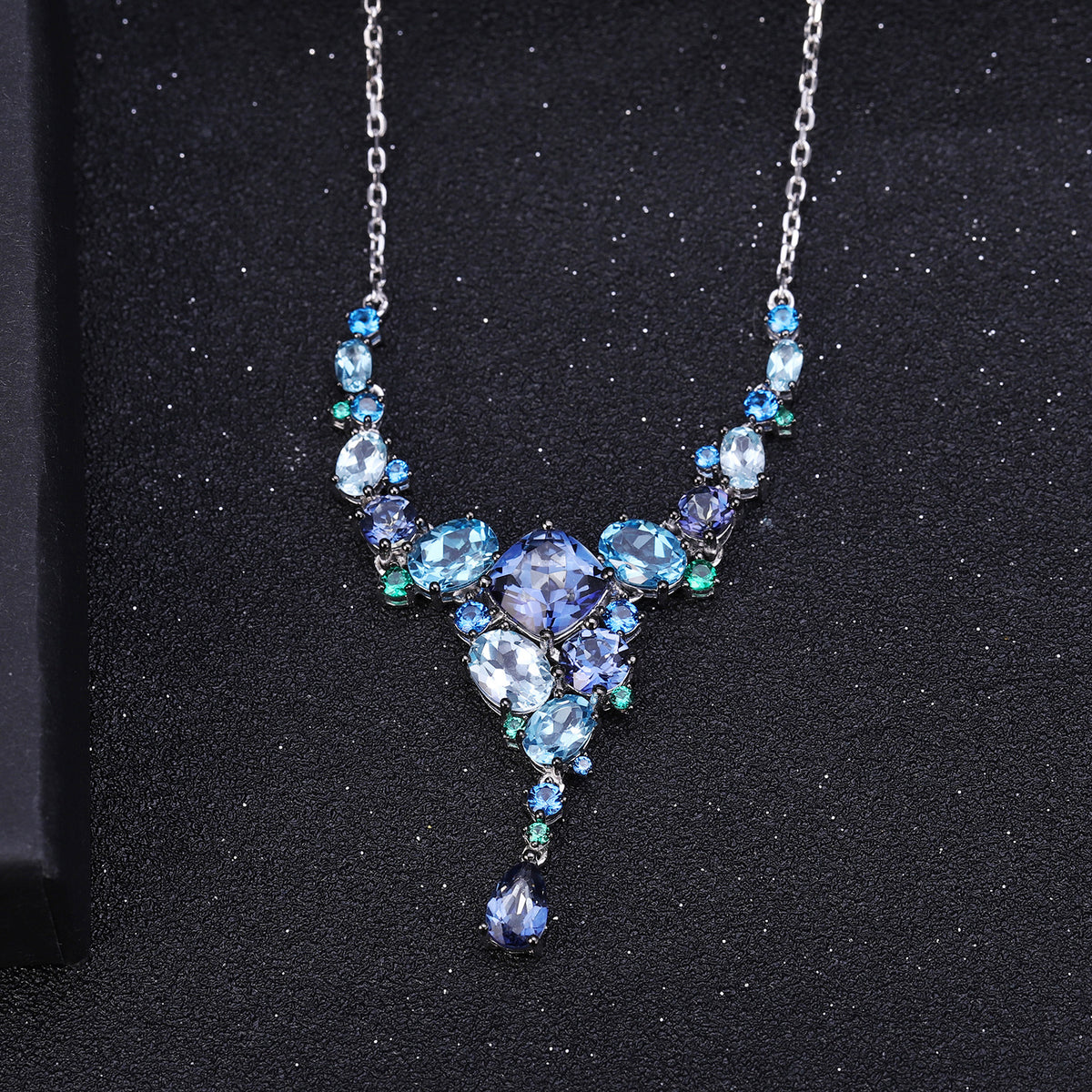 OliyaDesign Designer Banquet Luxury Unique Jewelry S925 Sterling Silver Natural Colored Gemstone Necklace