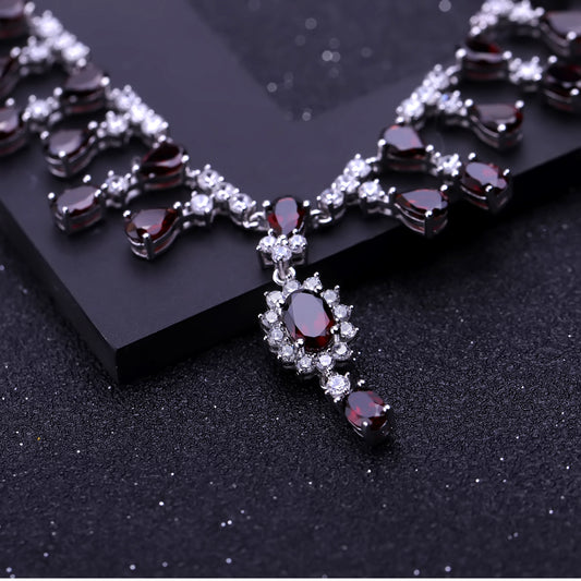 OliyaDesign Luxury Banquet S925 Silver Necklace Inlaid With Dzi Beads