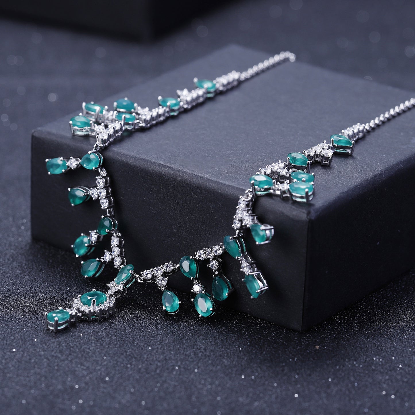 OliyaDesign Luxury Banquet S925 Silver Necklace Inlaid With Dzi Beads
