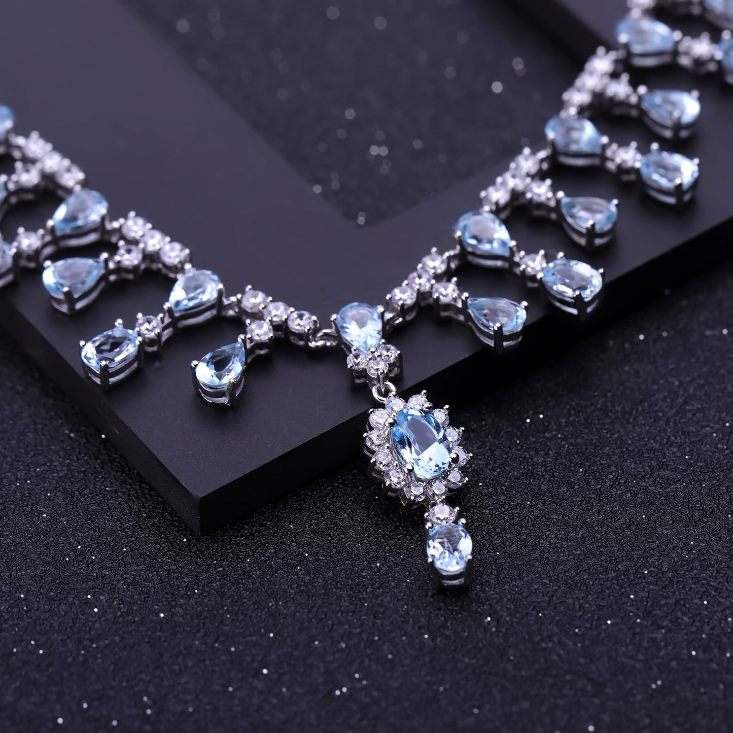 OliyaDesign Luxury Banquet S925 Silver Necklace Inlaid With Dzi Beads