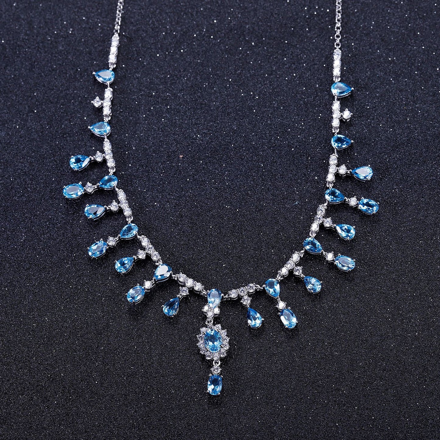 OliyaDesign Luxury Banquet S925 Silver Necklace Inlaid With Dzi Beads