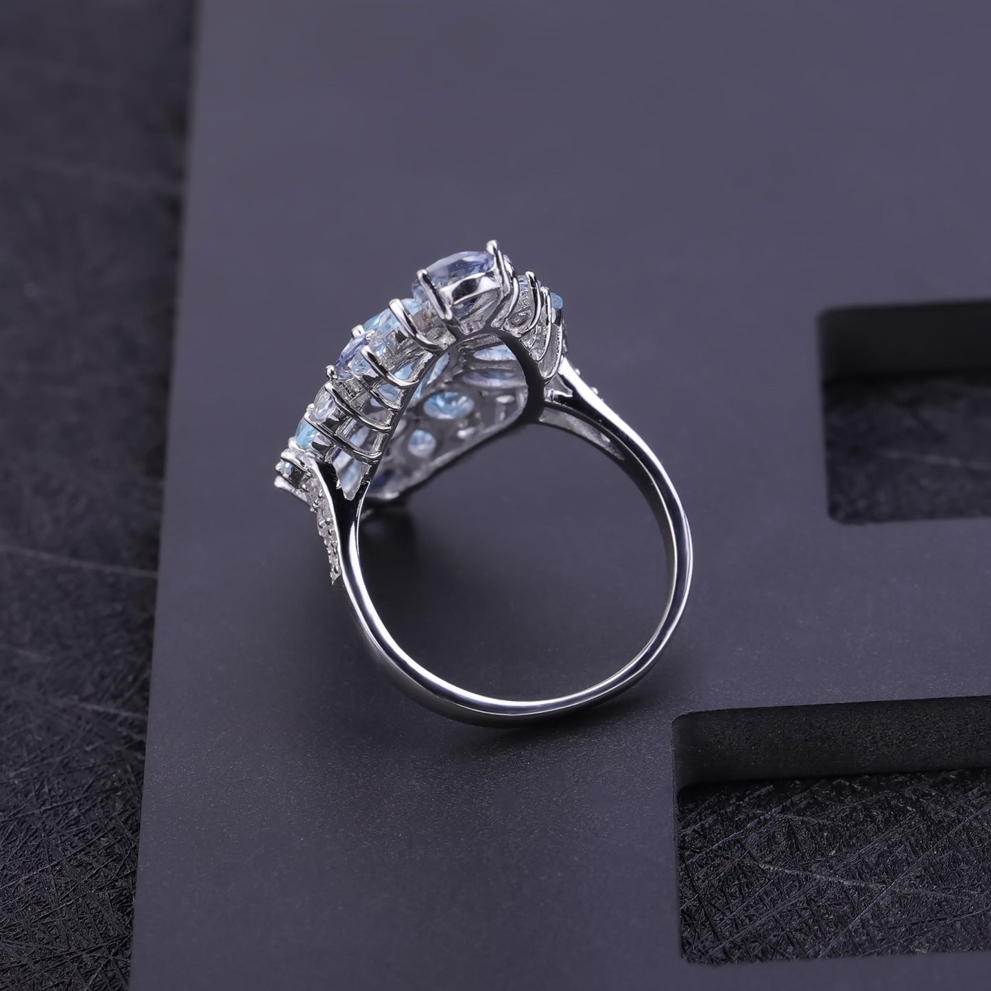 OliyaDesign Italian Craftsmanship, Luxurious And Elegant S925 Sterling Silver Natural Topaz Ring