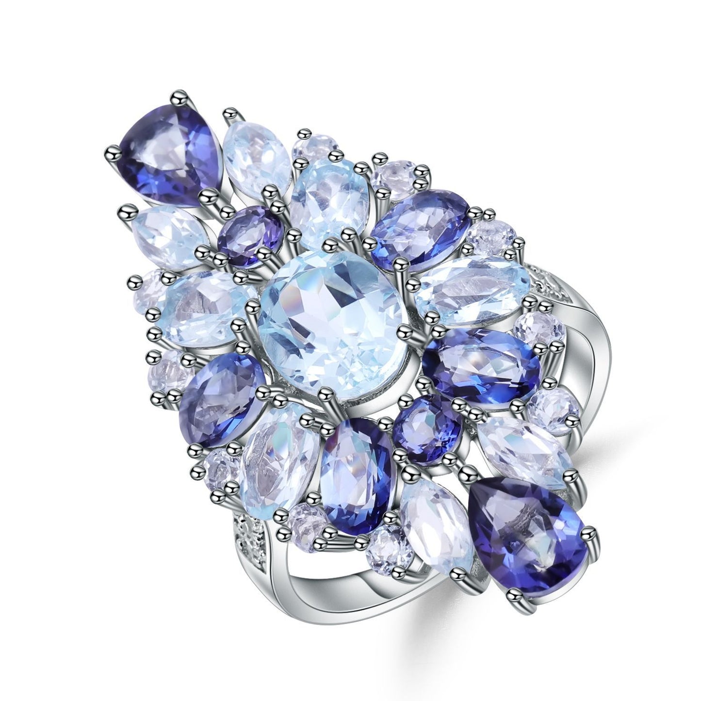 OliyaDesign Italian Craftsmanship, Luxurious And Elegant S925 Sterling Silver Natural Topaz Ring