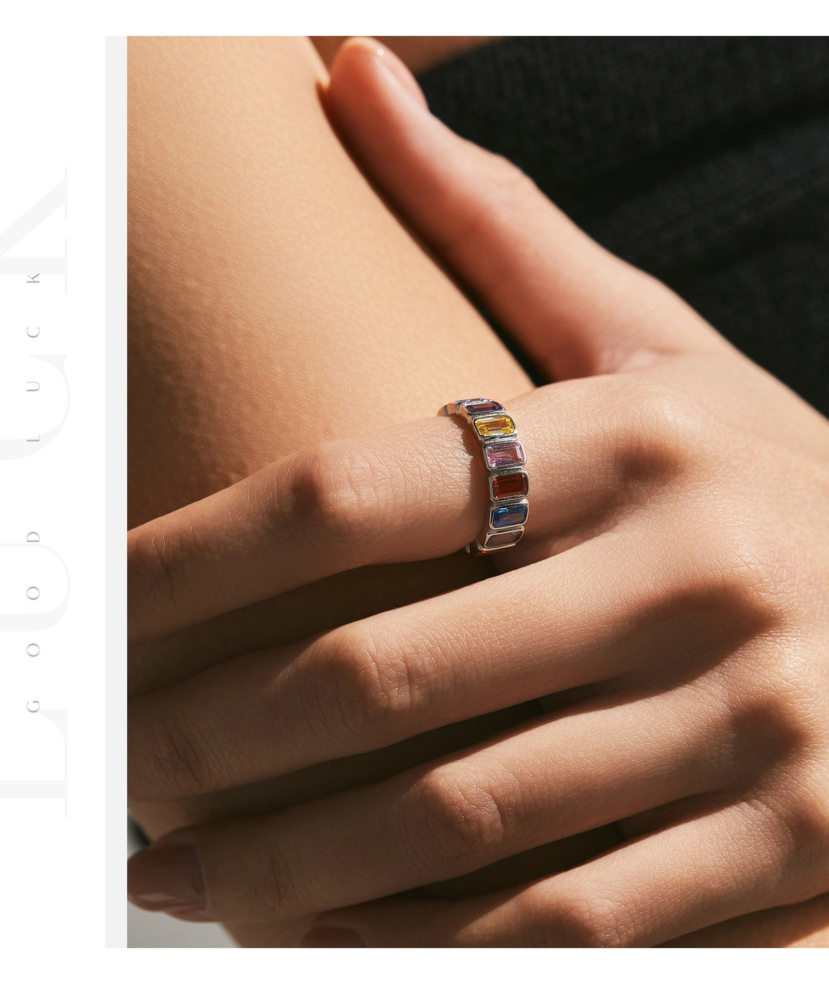 OliyaDesign S925 Silver Dopamine-Colored Ring