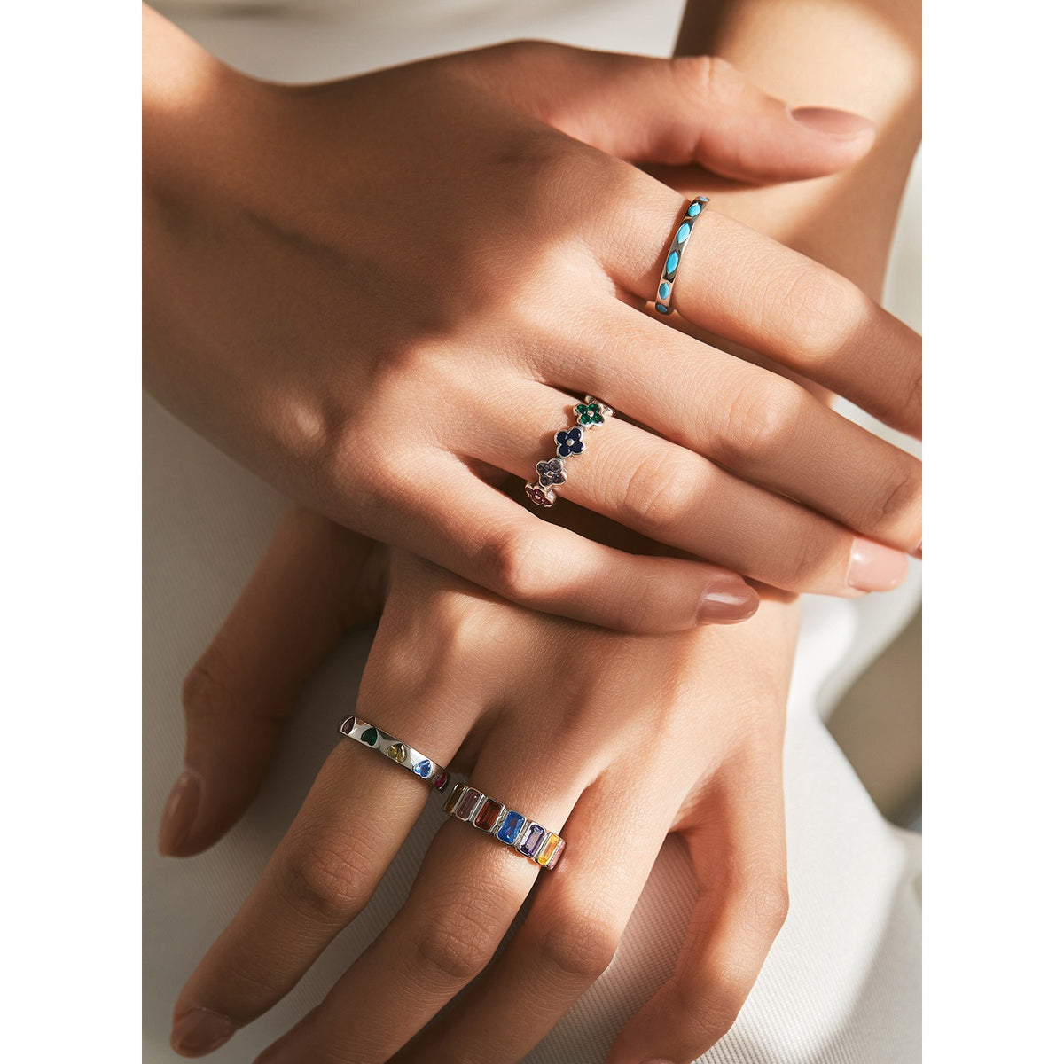 OliyaDesign S925 Silver Dopamine-Colored Ring