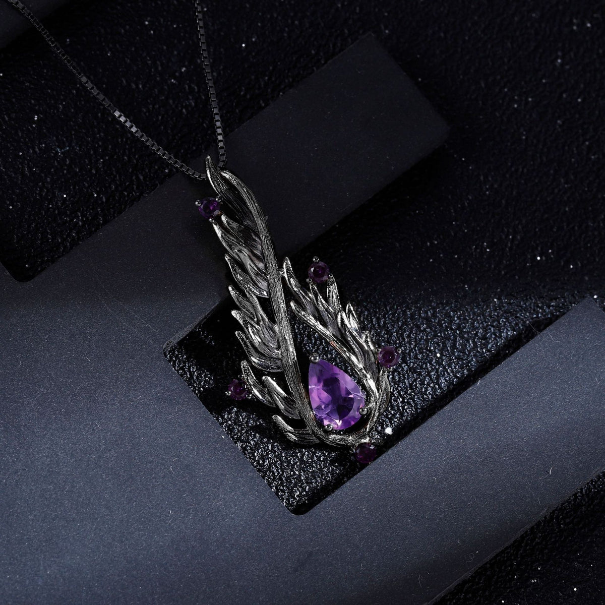 OliyaDesign Italian Craftsmanship 925 Sterling Silver Natural Amethyst Necklace Pendant