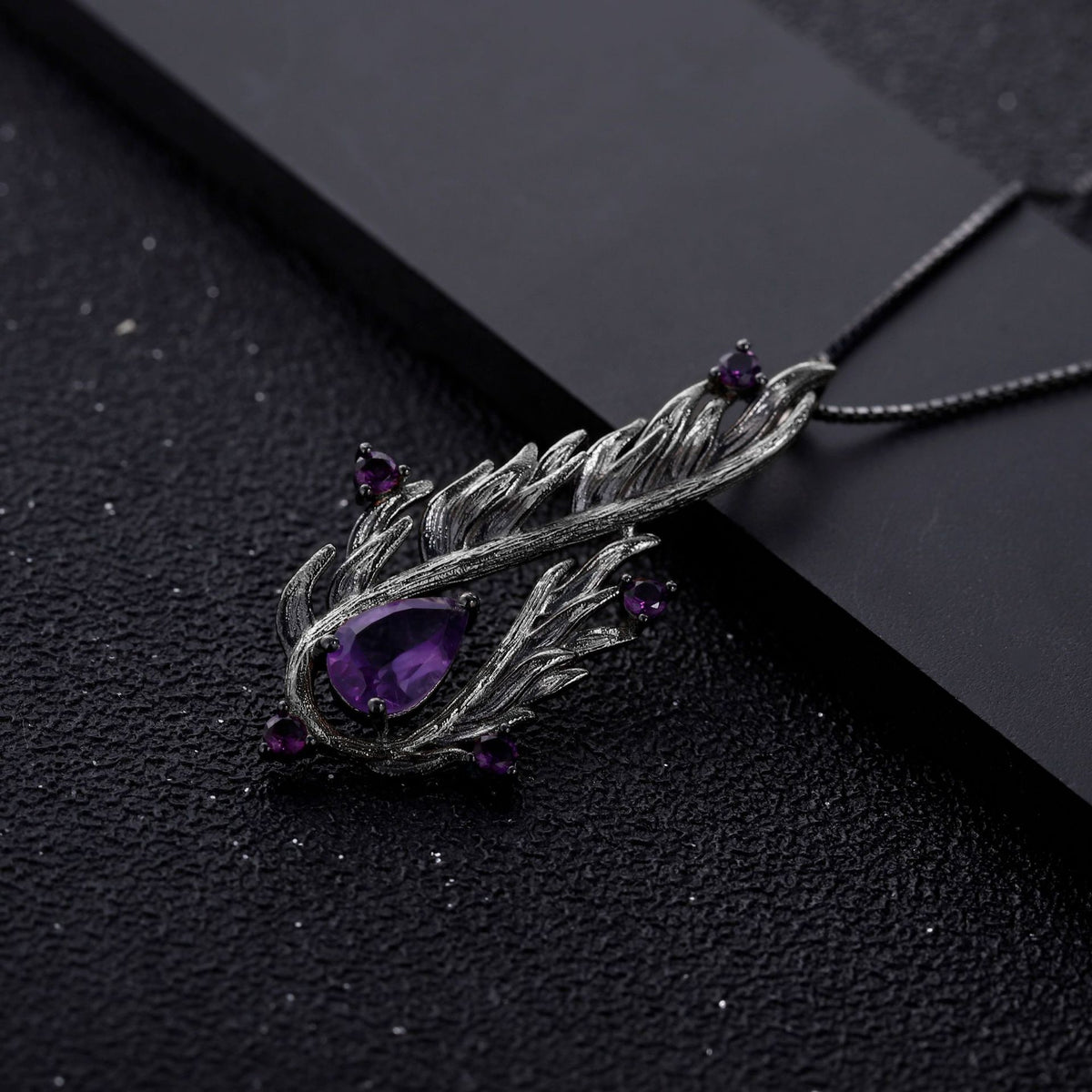 OliyaDesign Italian Craftsmanship 925 Sterling Silver Natural Amethyst Necklace Pendant