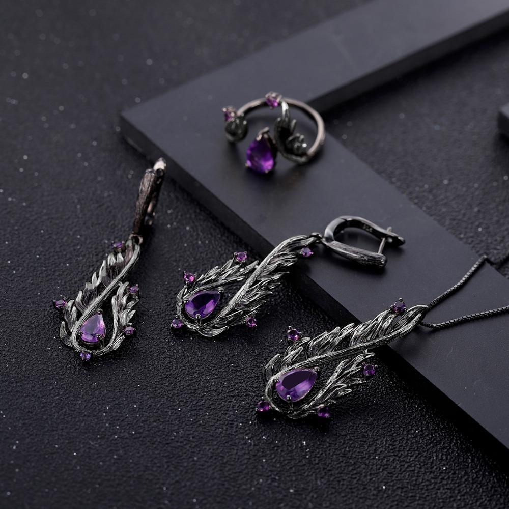 OliyaDesign Italian Craftsmanship 925 Sterling Silver Natural Amethyst Necklace Pendant