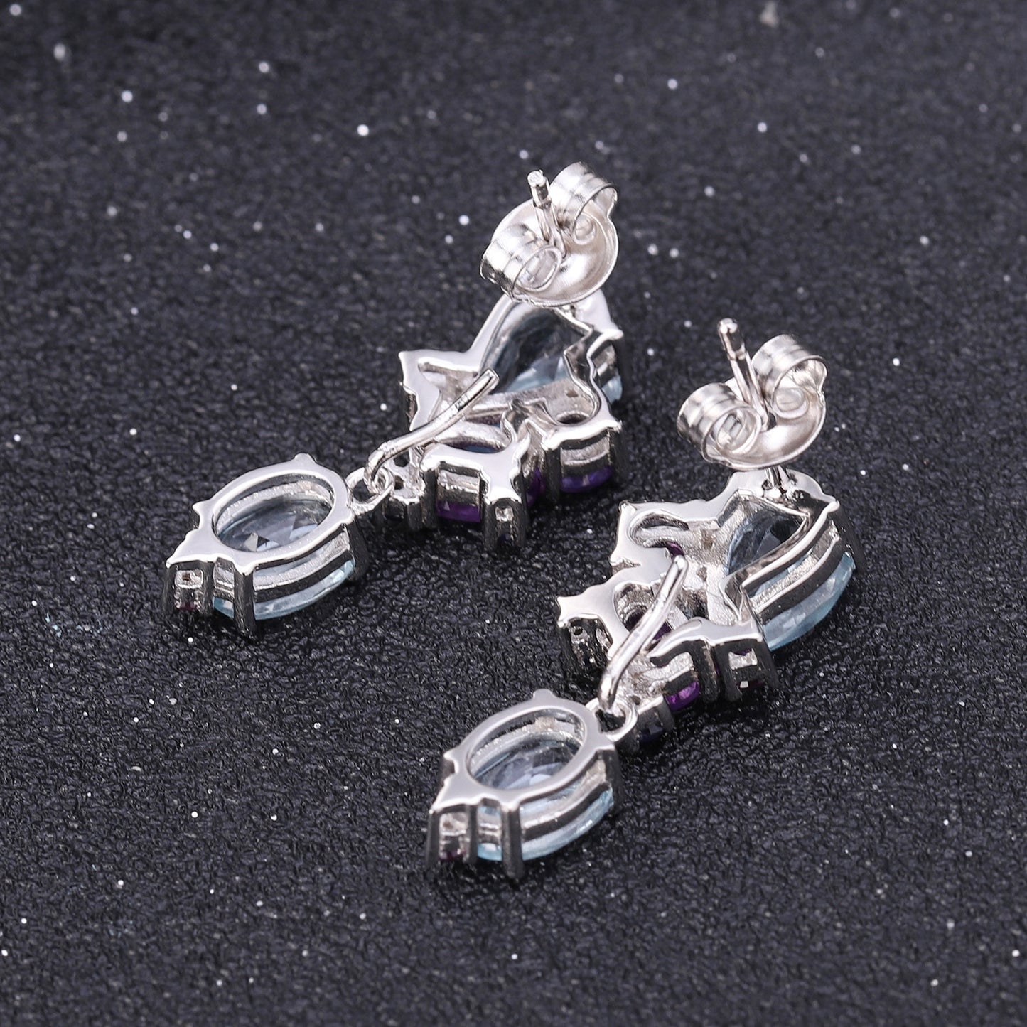 OliyaDesign Luxurious Design Banquet Paired With High-End S925 Sterling Silver Natural Topaz Earrings