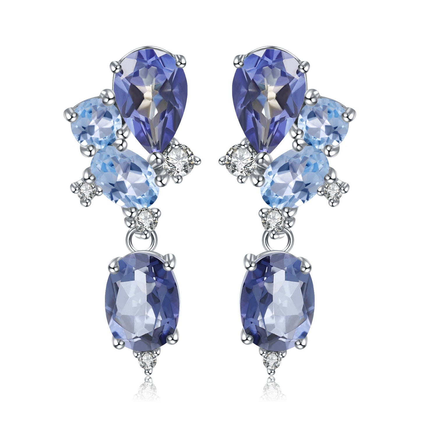 OliyaDesign Luxurious Design Banquet Paired With High-End S925 Sterling Silver Natural Topaz Earrings