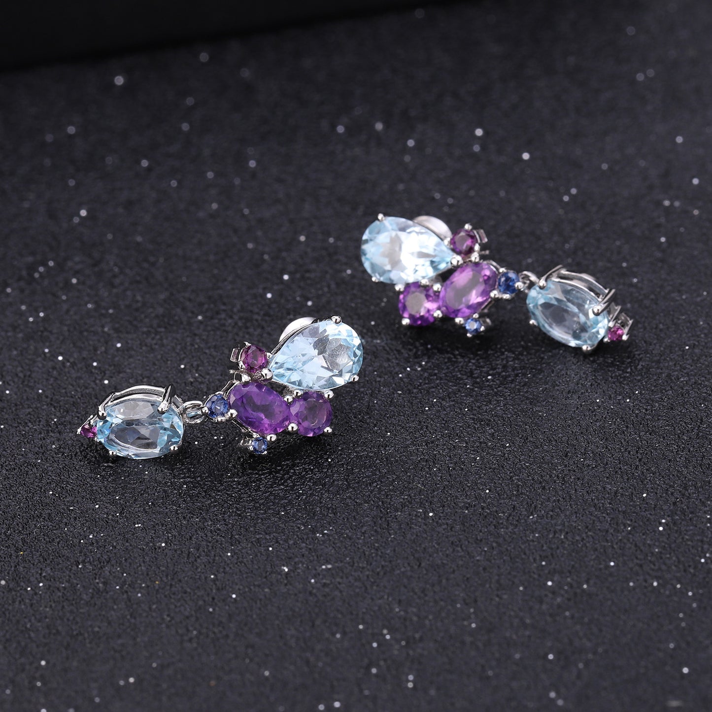 OliyaDesign Luxurious Design Banquet Paired With High-End S925 Sterling Silver Natural Topaz Earrings