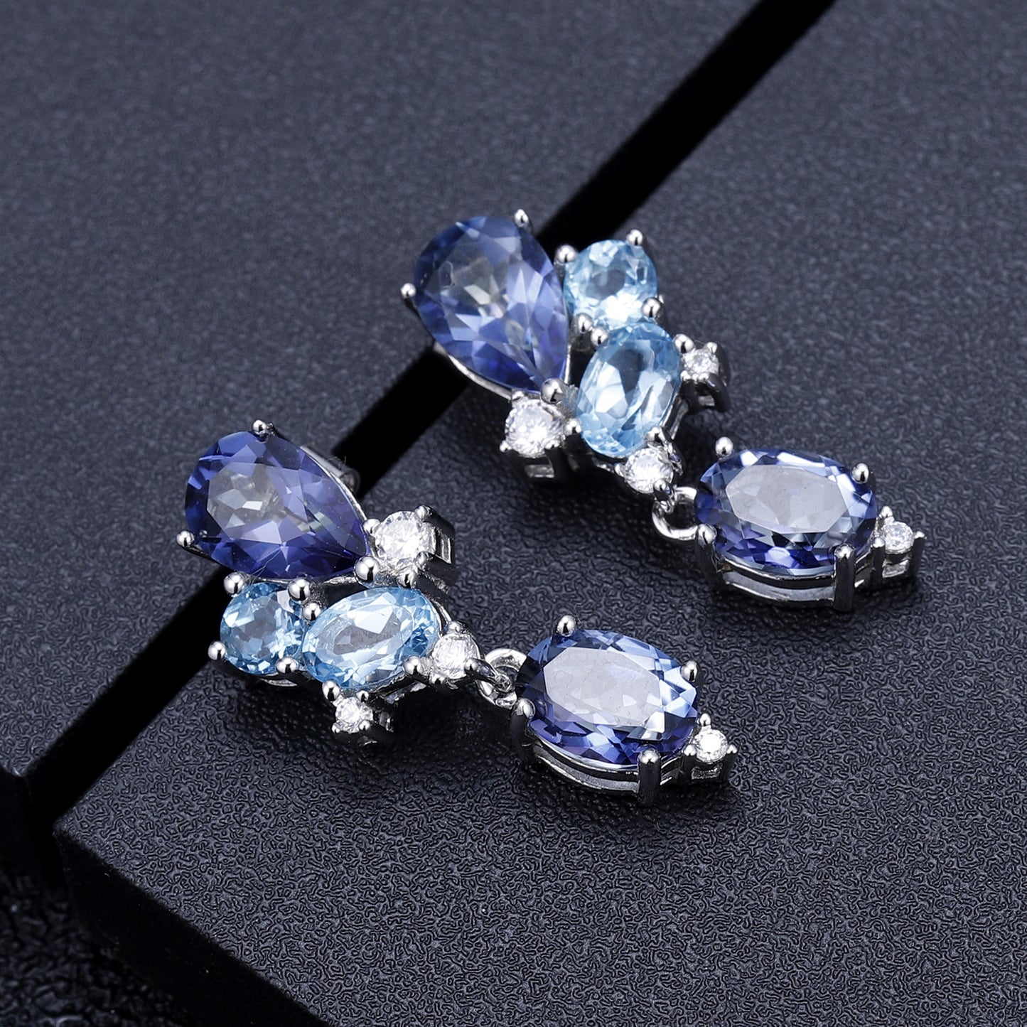 OliyaDesign Luxurious Design Banquet Paired With High-End S925 Sterling Silver Natural Topaz Earrings
