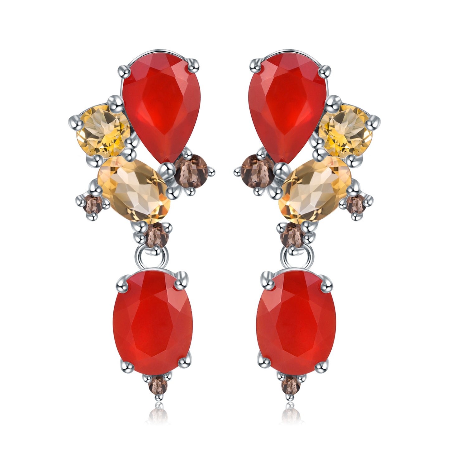 OliyaDesign Luxurious Design Banquet Paired With High-End S925 Sterling Silver Natural Topaz Earrings