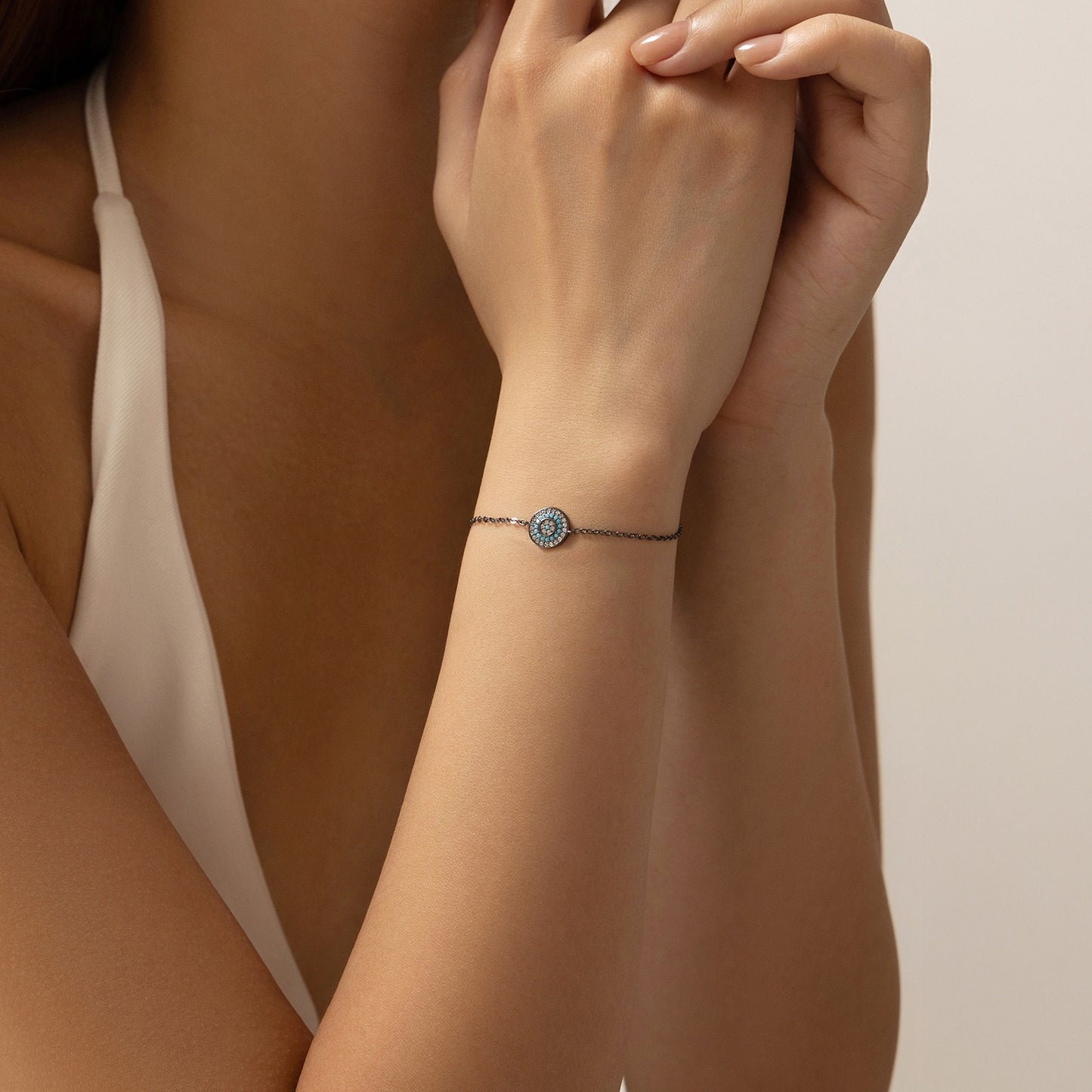 OliyaDesign S925 Sterling Silver Black Gold Synthetic Turquoise Geometric Bracelet