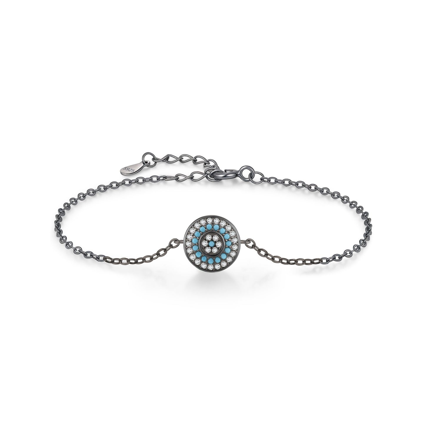 OliyaDesign S925 Sterling Silver Black Gold Synthetic Turquoise Geometric Bracelet