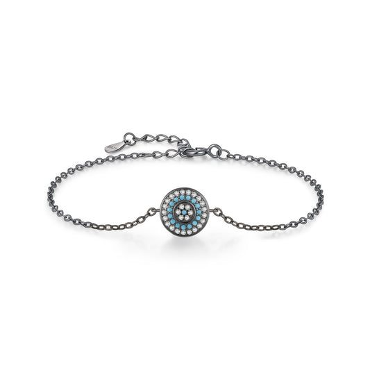 OliyaDesign S925 Sterling Silver Black Gold Synthetic Turquoise Geometric Bracelet