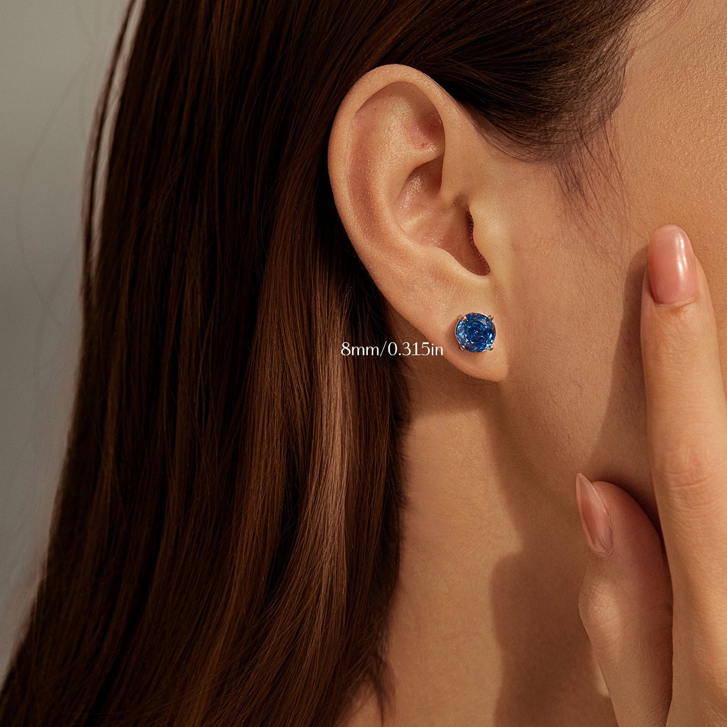 OliyaDesign S925 Sterling Silver Royal Blue Rose-Cut Diamond Stud Earrings
