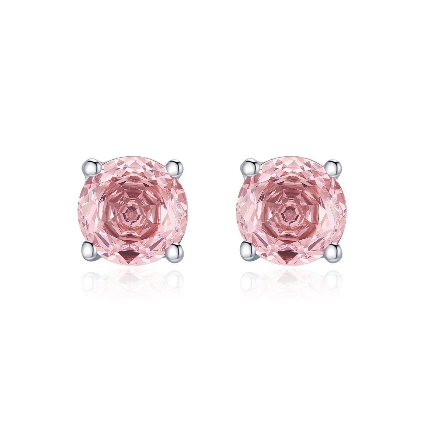 OliyaDesign S925 Sterling Silver Morgan Orange Rose Cut Imitation Diamond Stud Earrings