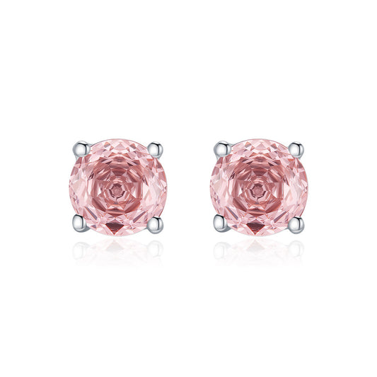 OliyaDesign S925 Sterling Silver Morgan Orange Rose Cut Imitation Diamond Stud Earrings