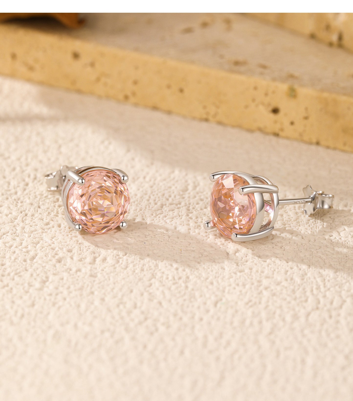 OliyaDesign S925 Sterling Silver Morgan Orange Rose Cut Imitation Diamond Stud Earrings
