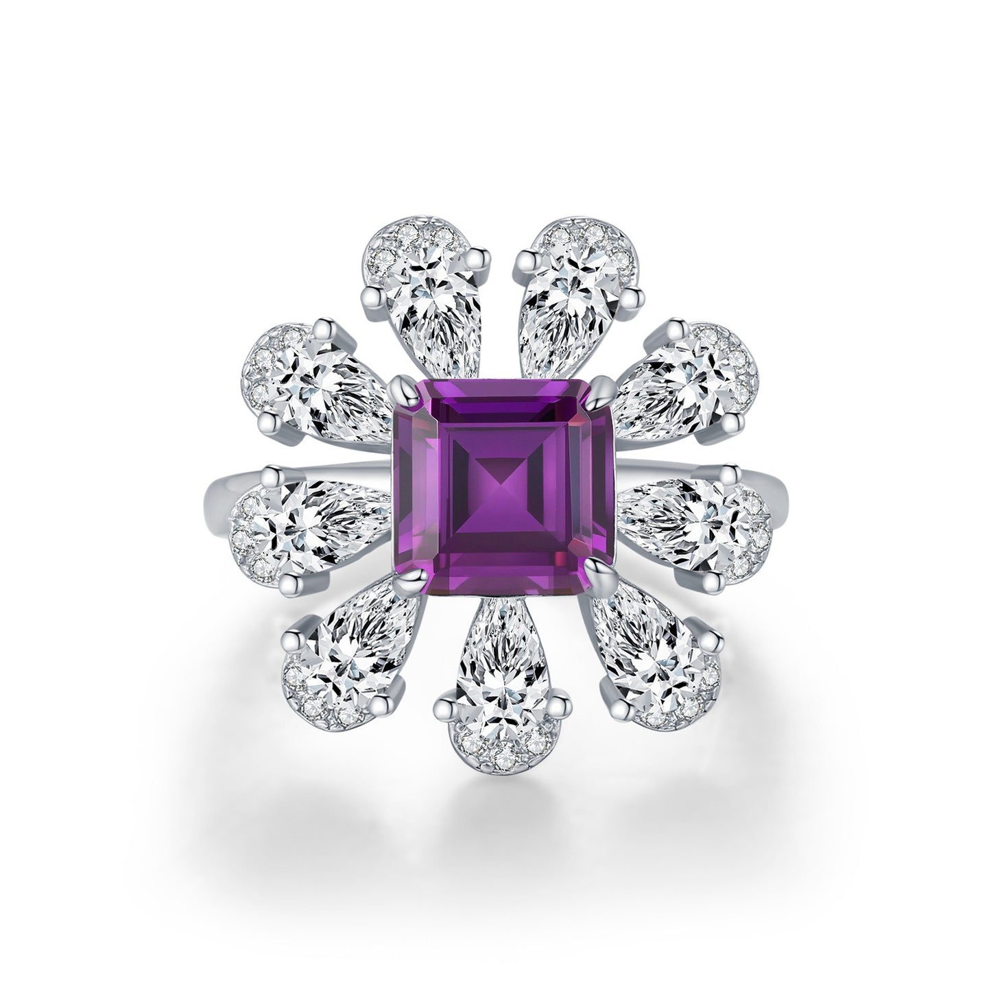 OliyaDesign S925 Sterling Silver Violet Diamond Ring