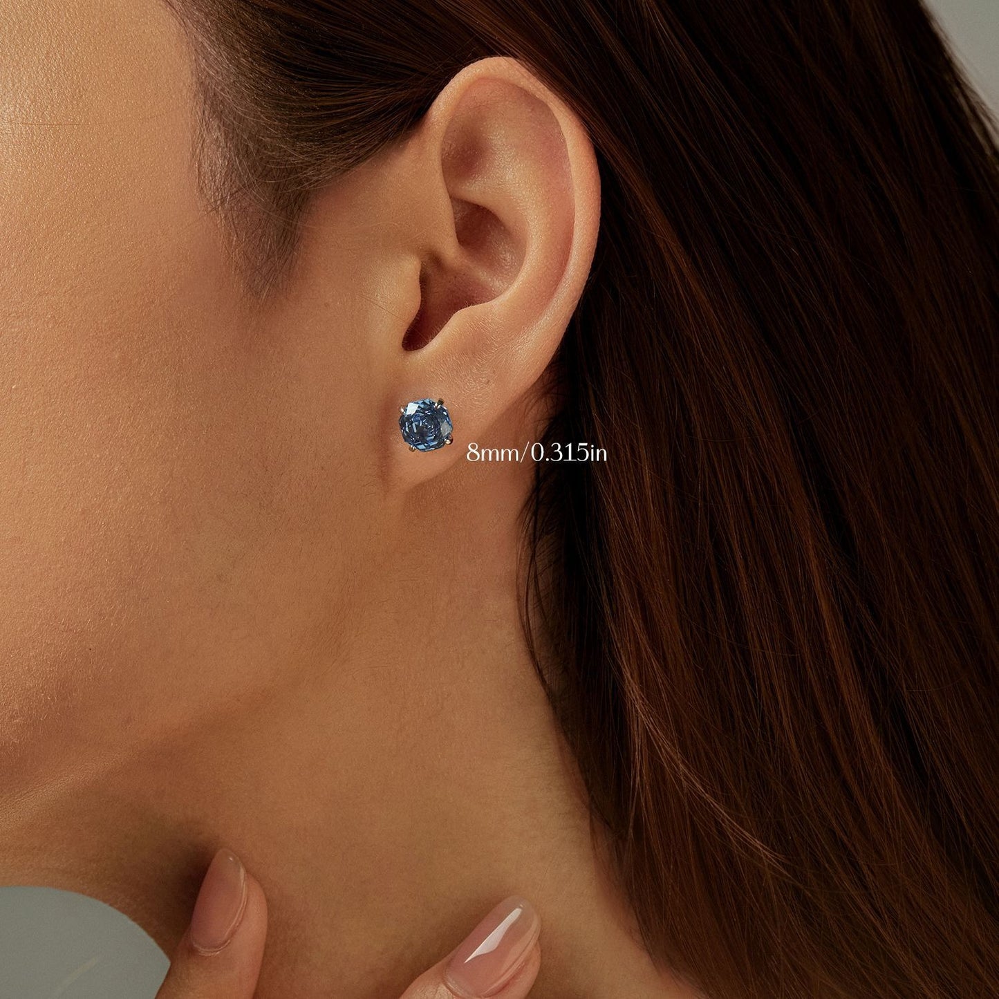 OliyaDesign S925 Sterling Silver Octagonal Tanzanite Rose-Cut Imitation Diamond Stud Earrings