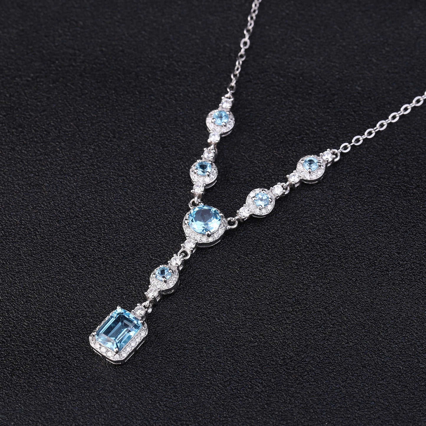 OliyaDesign High-End Luxury S925 Silver Pendant Set With Natural Topaz