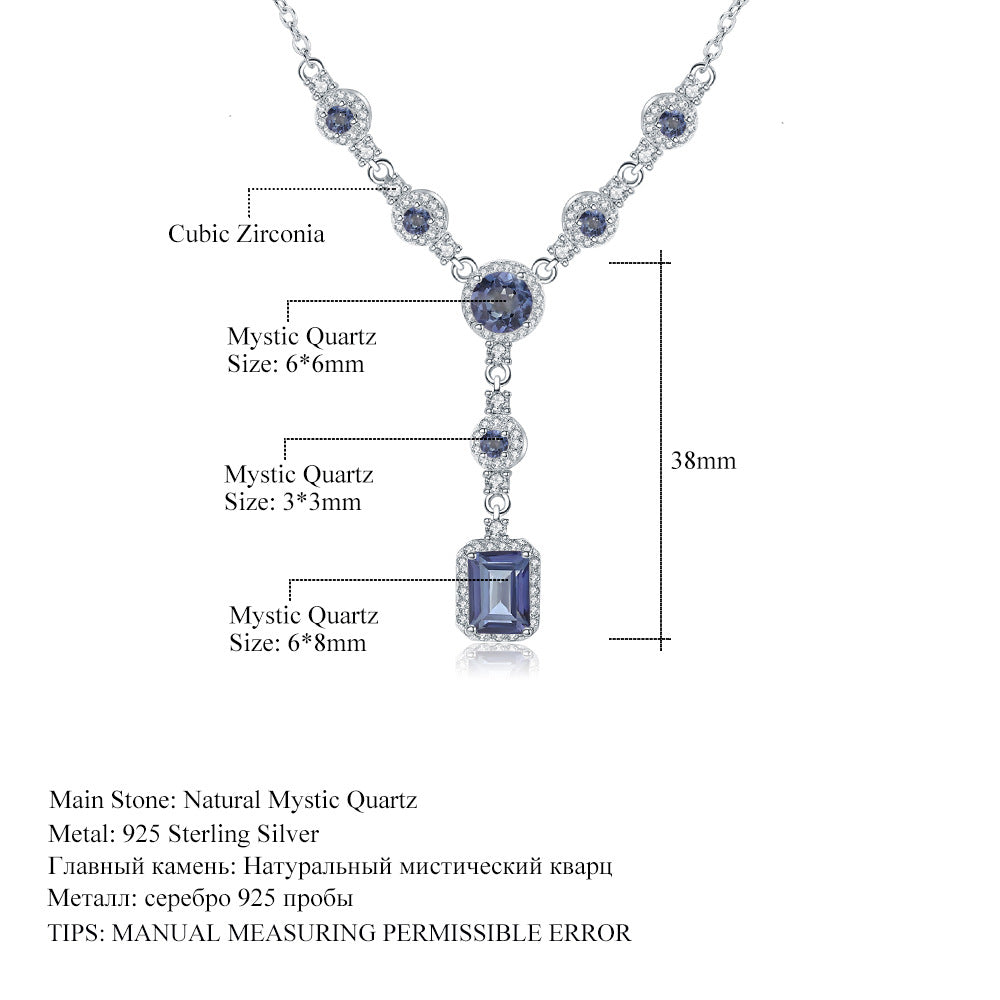 OliyaDesign High-End Luxury S925 Silver Pendant Set With Natural Topaz