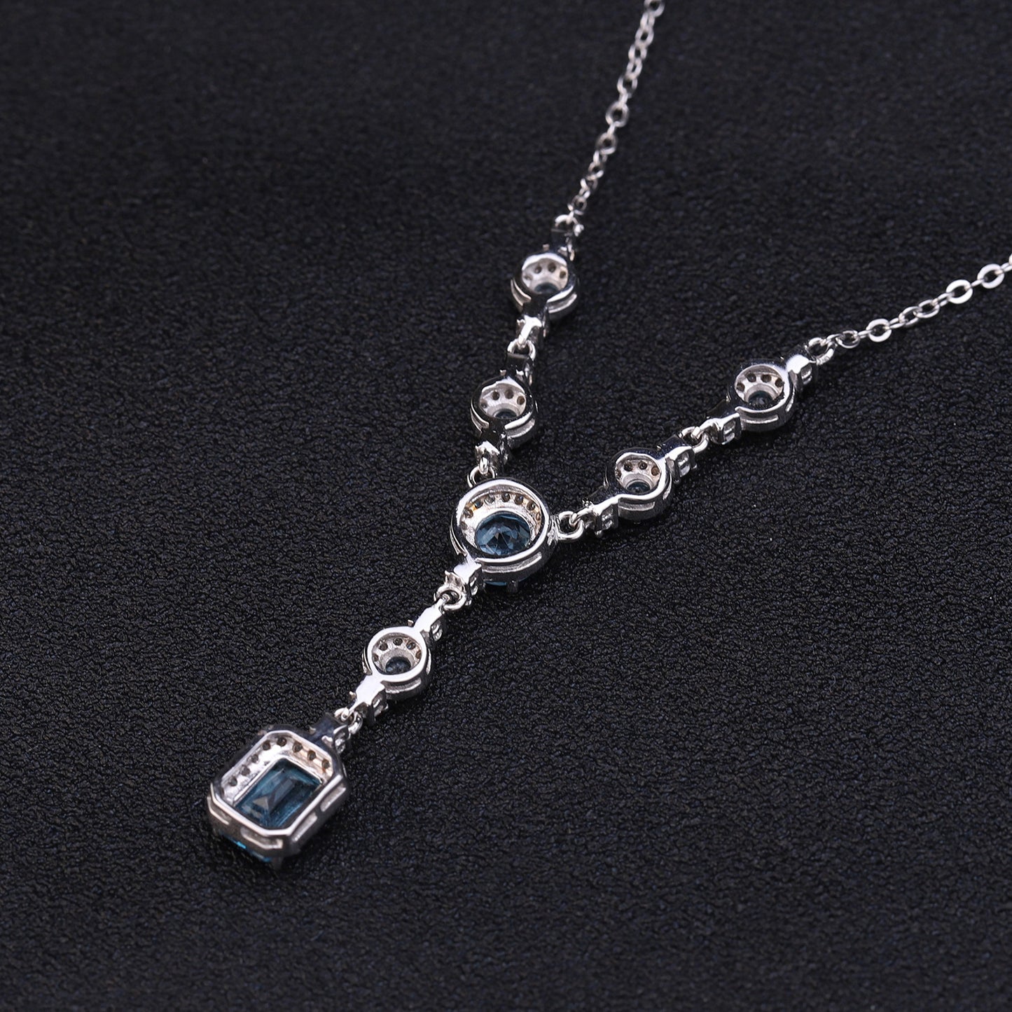 OliyaDesign High-End Luxury S925 Silver Pendant Set With Natural Topaz