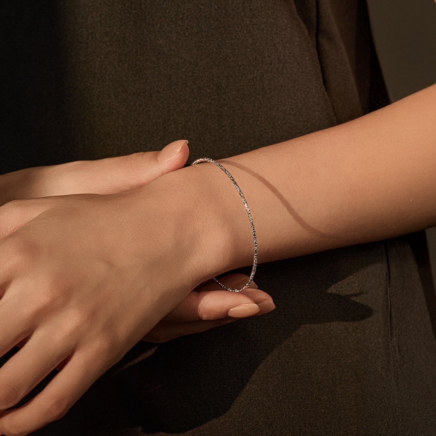 OliyaDesign S925 Sterling Silver Broken Silver Bracelet