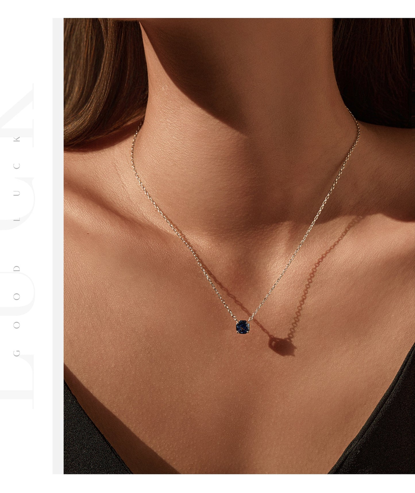 OliyaDesign S925 Sterling Silver Royal Blue Rose Cut Diamond Necklace