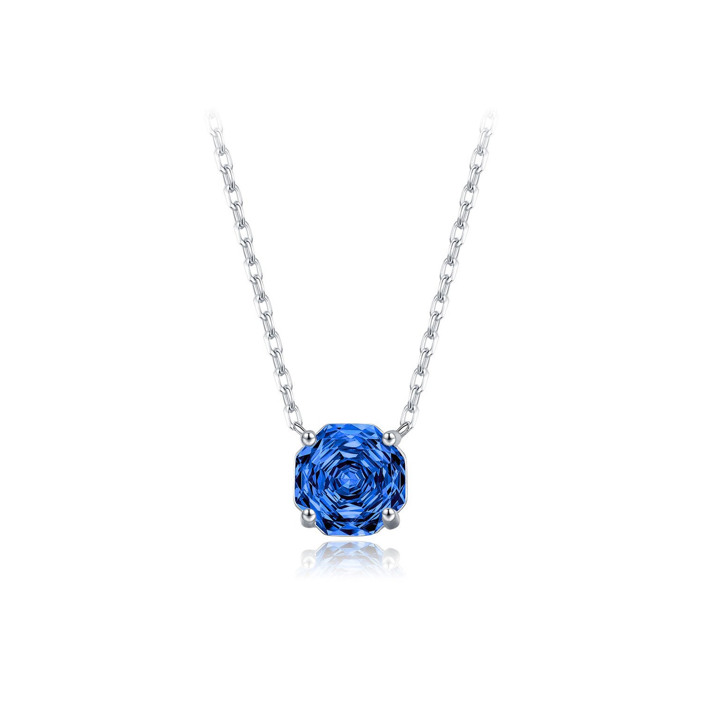 OliyaDesign S925 Sterling Silver Royal Blue Rose Cut Diamond Necklace