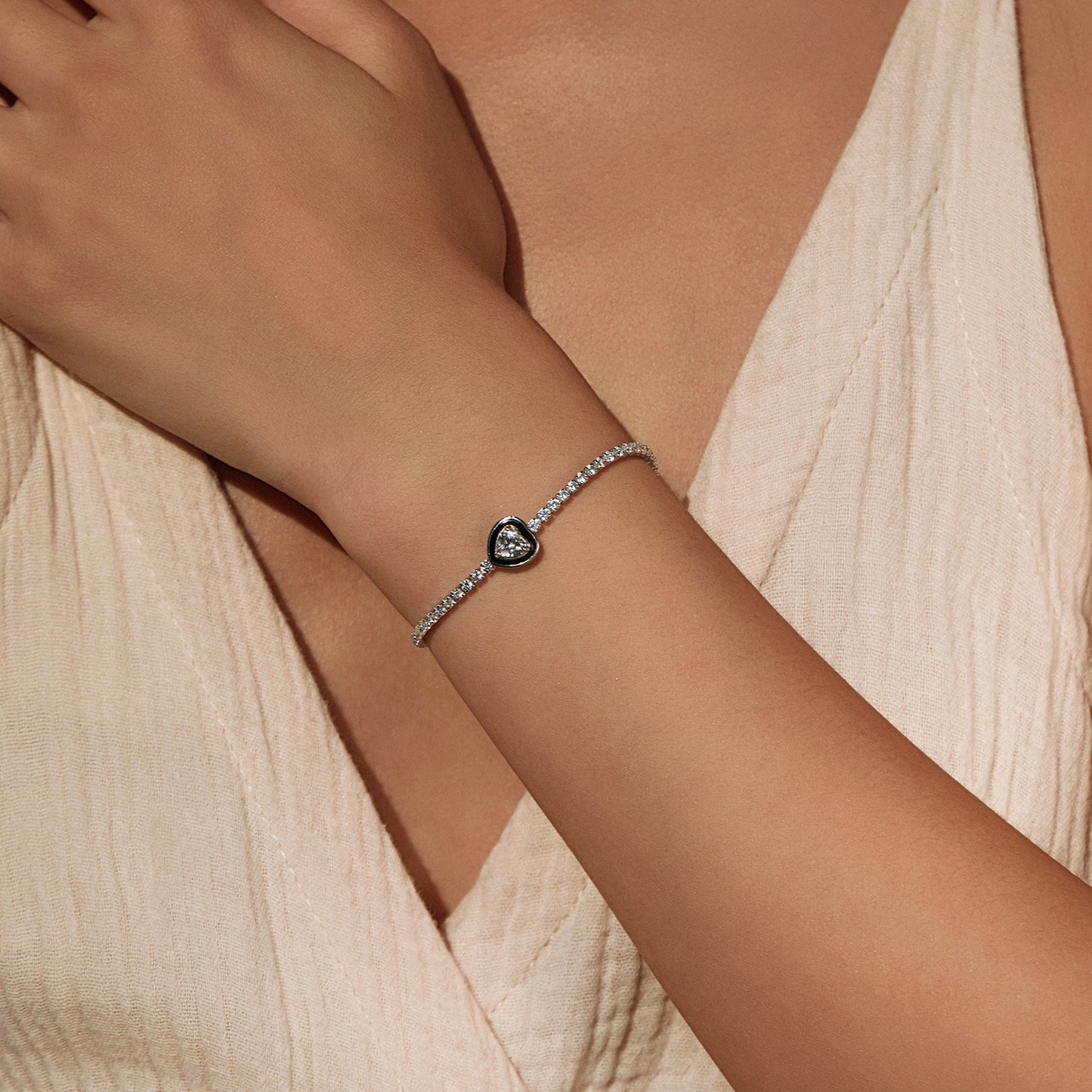 OliyaDesign S925 Sterling Silver Luxury Diamond Tennis Bracelet