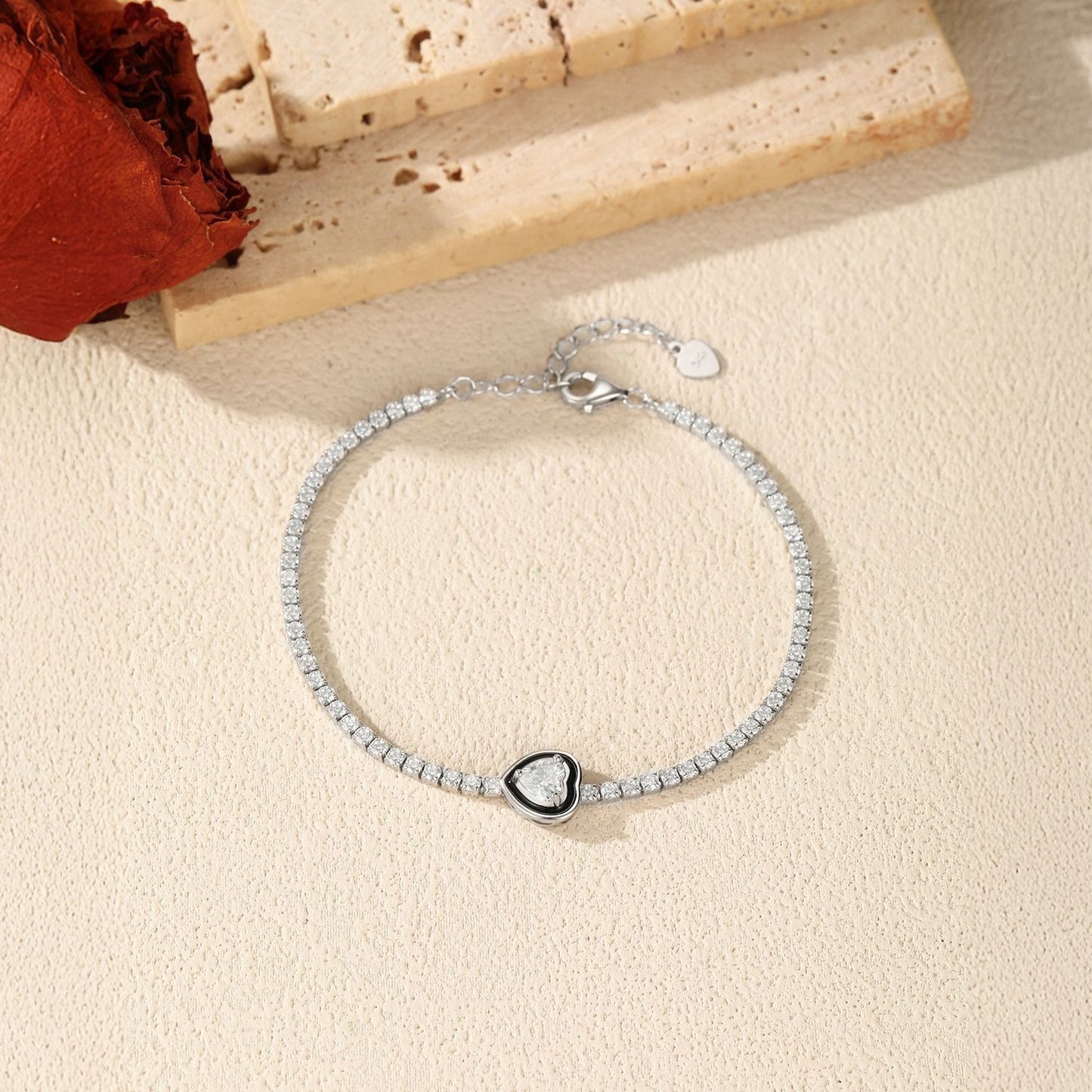 OliyaDesign S925 Sterling Silver Luxury Diamond Tennis Bracelet