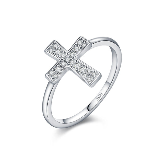 OliyaDesign Moissanite S925 Sterling Silver Cross Ring