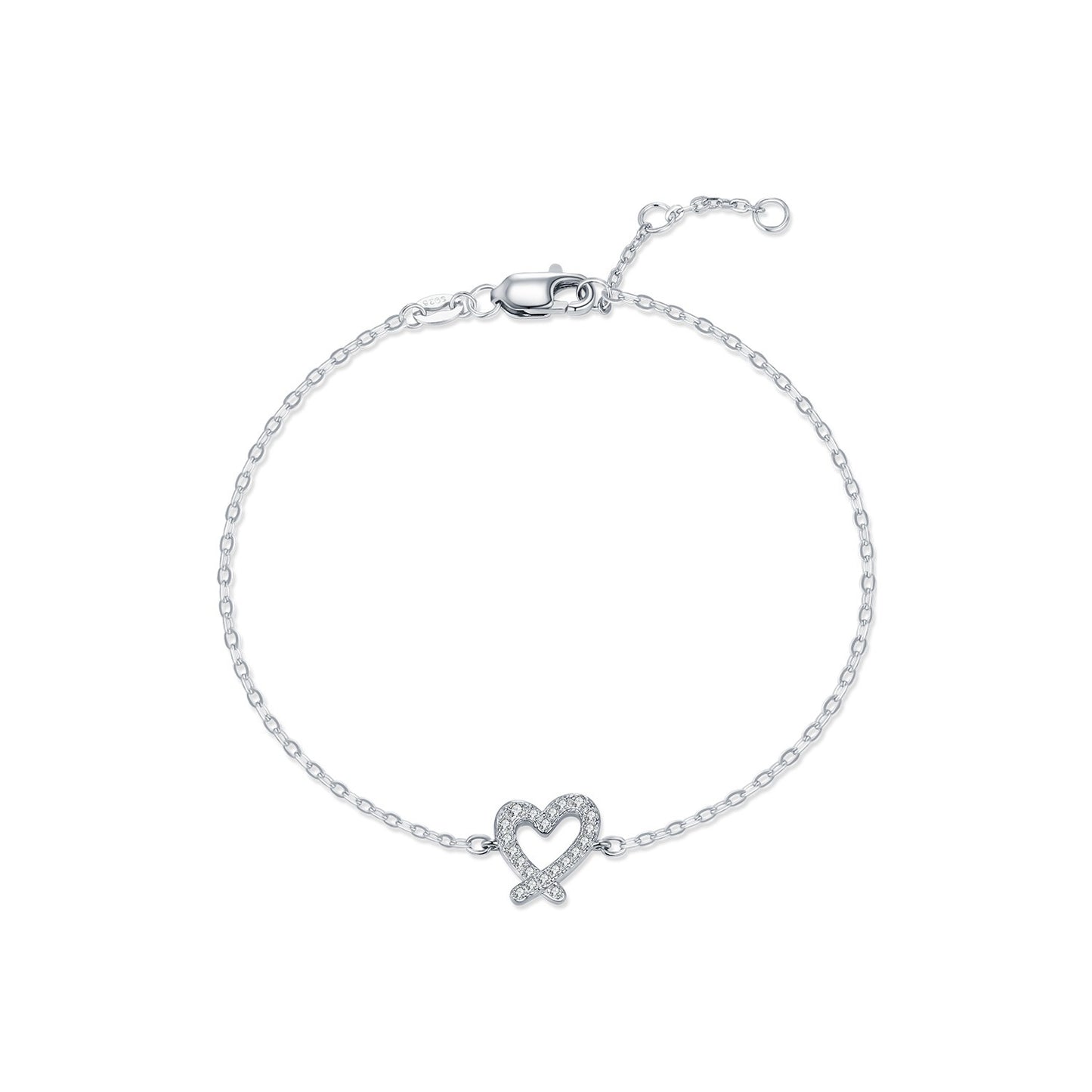 OliyaDesign VVS1 Moissanite S925 Sterling Silver Irregular Heart Bracelet