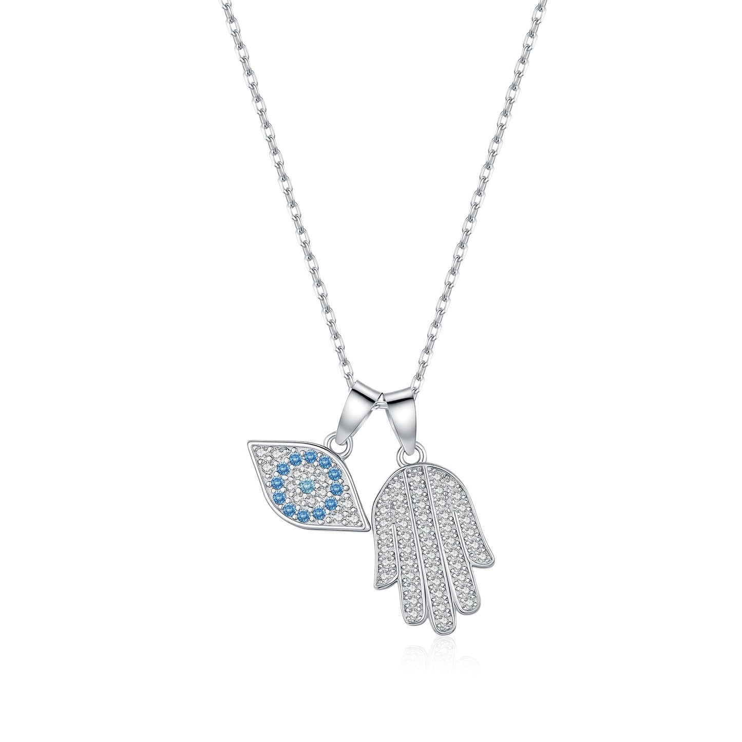 OliyaDesign S925 Sterling Silver Eyes/Palm Necklace