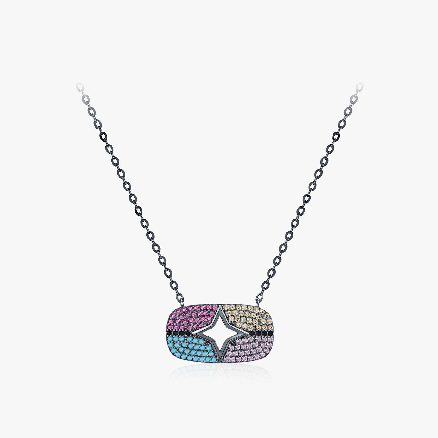 OliyaDesign S925 Sterling Silver Two-Tone Star Necklace