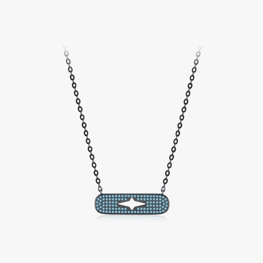 OliyaDesign S925 Sterling Silver Vintage Synthetic Turquoise Star Necklace