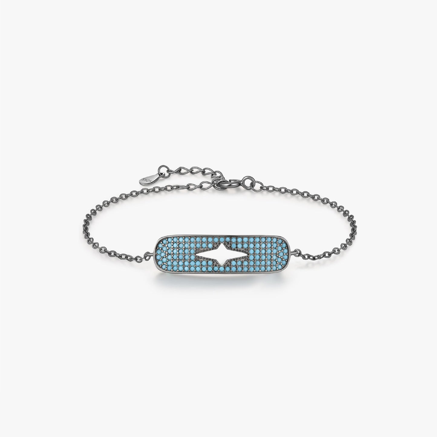 OliyaDesign S925 Vintage Synthetic Turquoise Star Necklace and Bracelet Set