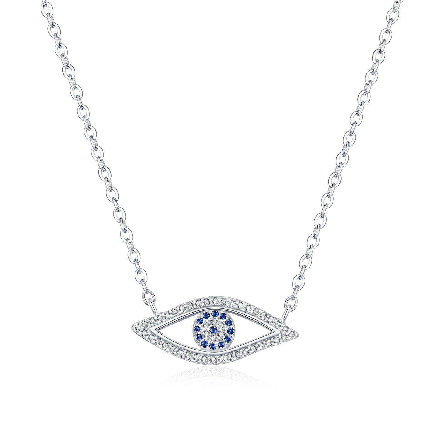 OliyaDesign S925 Sterling Silver Simple and Elegant Openwork Eye Necklace