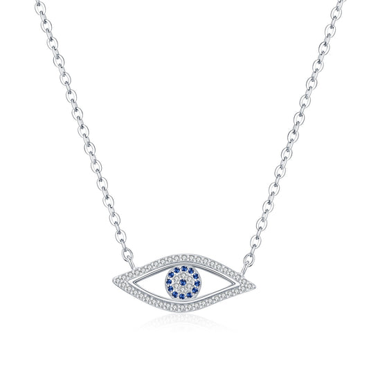 OliyaDesign S925 Sterling Silver Simple and Elegant Openwork Eye Necklace
