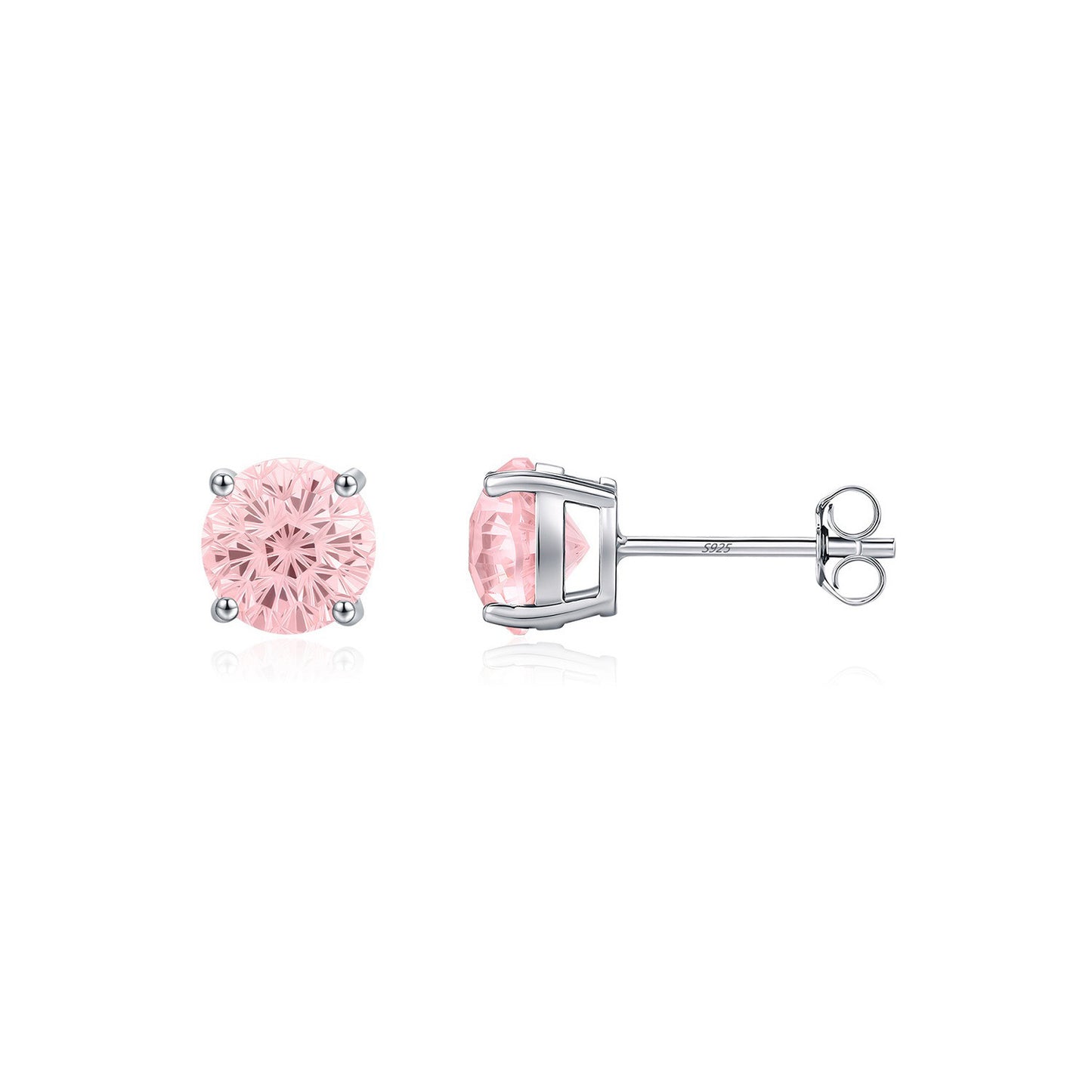 OliyaDesign S925 Sterling Silver Minimalist Style Morgan Pink Firework Cut Diamond Earrings
